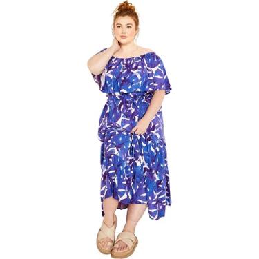 Imagem de City Chic Women's Apparel Vestido longo feminino plus size com estampa de calçada, Palmeira marinha, 52