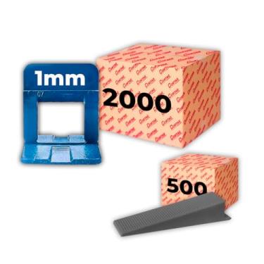 Imagem de Espaçador Nivelador Cortag 1,0 mm Eco C/ 2000 Pçs Cunhas Granel Nivelador Tradicional C/500 Pçs P/Azulejo Cerâmica Porcelanato Profissional - Azul