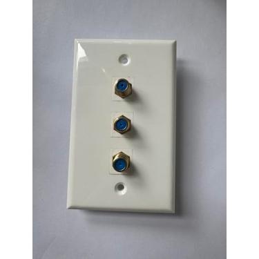 Imagem de Placa de parede coaxial, Keystone coaxial fêmea para fêmea, cabo de TV, placa de parede, conector F, placa de parede de vídeo (3 portas)