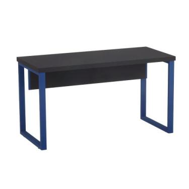 Imagem de Mesa Secretária Tubolar PE 40 Pandin 1,34 M Preto e Azul Del Rey