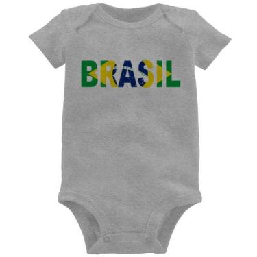 Imagem de Body Bebê Bandeira Brasil Letras - Foca na Moda, Cinza, M
