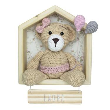 Imagem de Porta Maternidade Casinha Ursinha Crochê Quarto Bebê Infantil Menina -