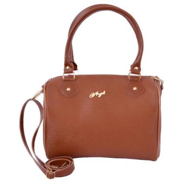 Imagem de Bolsa Baú com alça de mão + transversal - Aryel, Marrom