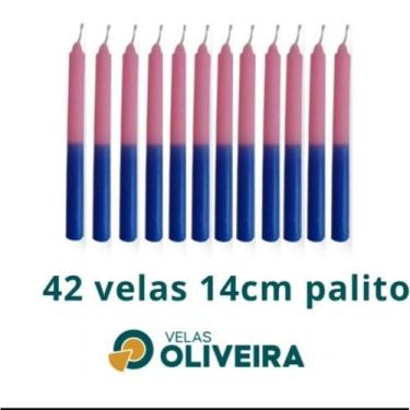 Imagem de Vela Palito Bicolor Rosa e Azul  42 Unidades 14cm 15,8 - (Por Kilo) 10