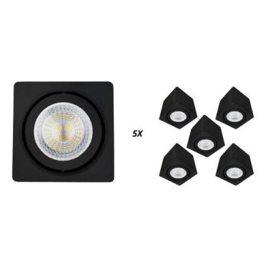 Imagem de Kit 5 Spot Quadrado Sobrepor Direcionável 7,5x7x7cm Gu10 - Megalux