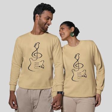 Imagem de Kit 2 Blusas Frio Moletom Careca Sem Capuz Casal Namorados Violinha - 