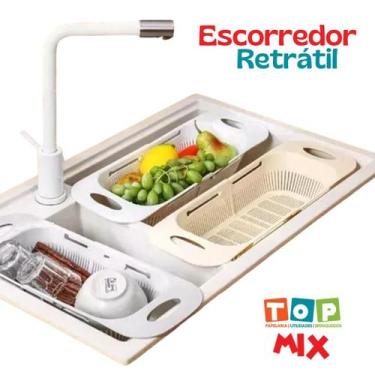 Imagem de Escorredor De Pia Retrátil Com Alças Cesta Rack Ajustável Para Pratos 