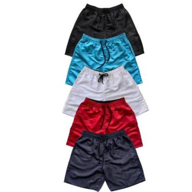Imagem de Kit 5 Short Liso Moda Praia Tactel Bermuda Com Bolsos Verão Relaxado, 