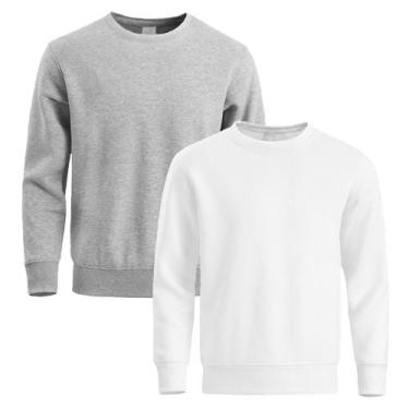 Imagem de Kit 2 Moletom Masculino Liso Treino Frio Gola Careca Slim - Quero Shoe