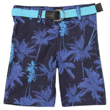 Imagem de Shorts Bebê Look Jeans C/ Cinto Sarja Floral - UNICA - M, M, Azul