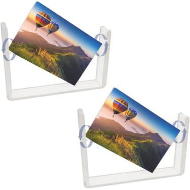 Imagem de Kit 2 Porta Retrato Giratório Cristal Moldura Acrílico Suporte A6 Foto