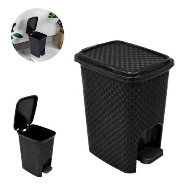 Imagem de Lixeira Preta Pequena com Pedal 7 Litros Higiênica e Sustentável Cozin