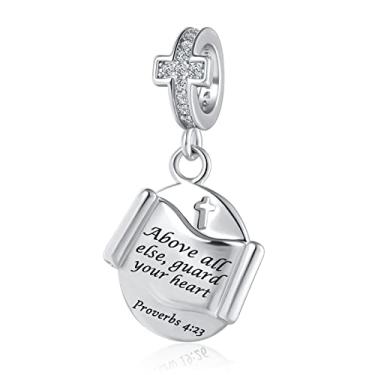 Imagem de OutstandLong Presentes cristãos para mulheres inspiradores com versículo bíblico orações religiosas berloque contas para pulseiras Pandora Dia das Mães, Metal, Base