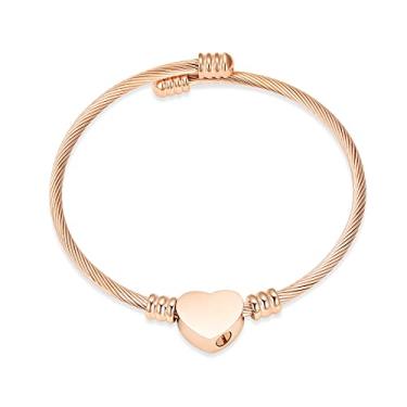 Imagem de constantlife Pulseira de cremação para cinzas, joia memorial de aço inoxidável, formato de coração, urna, pingente de urna, amados, suporte de cinzas funerárias, presente de lembrança, Small, Metal