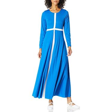 Imagem de Clementine Vestido feminino para igreja, Azul royal brilhante/branco, P