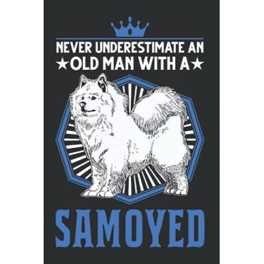 Imagem de Samojeden Notizbuch: Samojede Alter Mann Schlittenhund Samojeden / 6x9 Zoll / 120 gepunktete Seiten