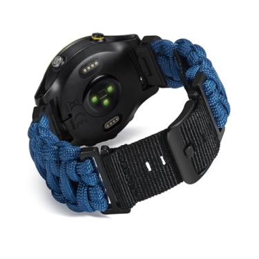Imagem de BINLUN Pulseira de relógio Garmin de 26 mm 550 Paracord robusta de nylon trançado militar para Garmin Fenix adequada para instinto de descida (azul)