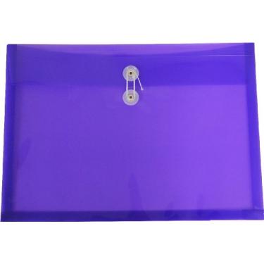 Imagem de Filexec Envelope de poliéster, tamanho ofício, carga lateral, fecho de cordão de botão, roxo (pacote com 6) (50069-15104)