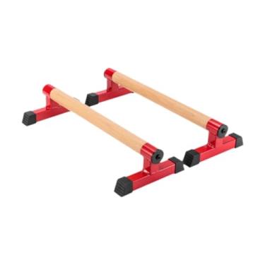 Imagem de Vaveren 2x barra de madeira push up suporte barra de apoio de mão push up alças apertos para exercício treinamento de força prática músculos do peito, Vermelho, 50cm