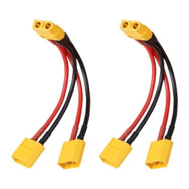 Imagem de TMH 2 pacotes de XT60 paralelo 14 AWG - 100 mm. Conector de bateria cabo extensão Y divisor macho para fêmea para DJI Phantom RC modelo helicóptero quadricóptero