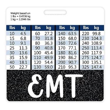 Imagem de Plifal Suporte de cartão EMT Badge Buddy Acessórios de enfermagem preto técnico médico de emergência horizontal etiquetas de identificação de nome de enfermeira trabalho W tabelas de conversão de