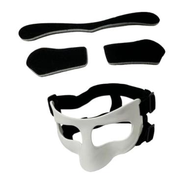 Imagem de rockible Máscara de basquete Proteção para nariz para nariz quebrado Suprimentos para metade superior do rosto Capa protetora facial para futebol e softball, com Almofadas