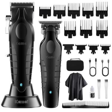 Imagem de Cortador de cabelo e aparador KEMEI Set Cortador de cabelo sem fio profissional para homens Aparadores de barba elétricos Kit de cortes de cabelo de barbeiro, aparadores de lâmina T para homens, KM-2296, KM-2299