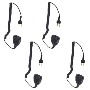 Imagem de Pdflie Microfone de ombro Walkie Talkie, controle remoto, viva-voz, colarinho, lapela para rádios bidirecionais Midland 2 pinos gmrs gxt lxt FRS (preto, com fio, pacote com 4, à prova d'água IP54)