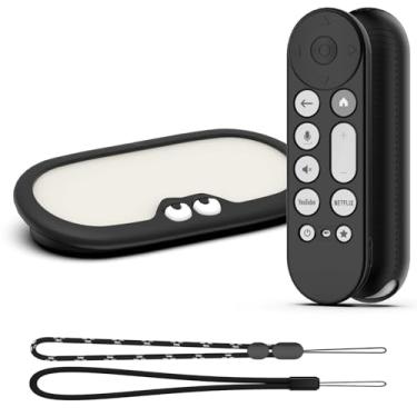 Imagem de [2 em 1] Capa de silicone AGENTNANO para Google TV Streamer 4K e controle remoto, capa protetora para Google TV Streamer 4K com cordão | Antiderrapante/à prova de choque, preta