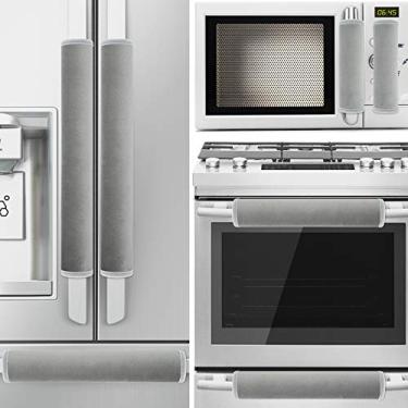 Imagem de ZAWAGIIK Capa de alça de geladeira, capa de alça de geladeira, decoração de cozinha e acessórios para geladeira, forno, micro-ondas, lava-louças, protetor, mantenha longe de impressões digitais e