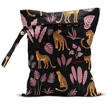 Imagem de Bolsa úmida e seca, bolsa molhada para roupa de banho, viagem, praia, piscina, carrinho, fraldas, roupas de ginástica sujas, bolsa de maquiagem, acessórios de acampamento, estampa de guepardo de