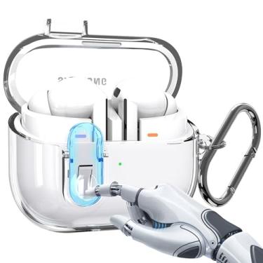 Imagem de YSNZAQ Capa transparente para Samsung Galaxy Buds Pro 3, capa transparente de TPU macio à prova de choque com chaveiro e trava segura para Samsung Galaxy Buds 3 Pro BJJ, transparente