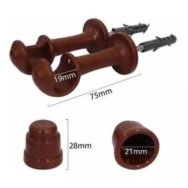 Imagem de Suporte Varão Cortina Simples 19mm Par Com Ponteira mogno - cortesia