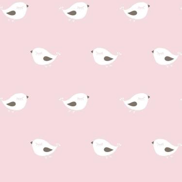 Imagem de Papel De Parede Fofura Baby Pássaros Fundo Rosa Ff4007