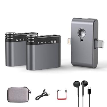 Imagem de Microfone de lapela sem fio inteligente M9 - Sistema de áudio profissional com excelente qualidade de som, alcance de 100 m. Perfeito para iPhone, Android, câmera, transmissão ao vivo, gravação VLOG