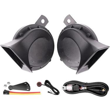 Imagem de AOLIHAN Buzina de ar de 130 dB para caminhão, buzina dupla para buzina de trem alta/baixa super alta, buzina elétrica de caracol de 12 V à prova d'água para