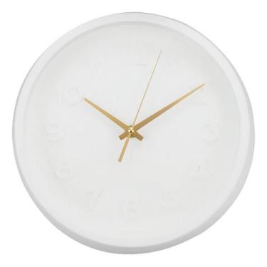 Imagem de Relógio Parede Moderno Cozinha Redondo Branco 27cm - Taimes