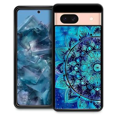 Imagem de Goodsprout Capa compatível com Google Pixel 8A, estampa boêmia azul mandala, design incrível, à prova de choque, antiarranhões, capa traseira rígida de policarbonato para Google Pixel 8A