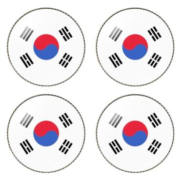 Imagem de HSQCEZ 4 peças broche de bandeira da Coreia redondo 2,5 cm, alfinetes de lapela crachá de lembrança para chapéu e mochila de roupas, acessórios de broche de bandeira coreana, lembrancinhas de festa,