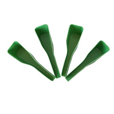 Imagem de 4 colheres de alimentador de pássaros de plástico para papagaios, utensílios de mesa, suprimentos de alimentação e irrigação de pássaros, funil de colher para alimentador de pássaros pequenos, verde