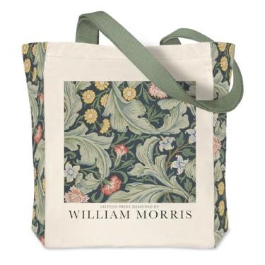 Imagem de Crocothemis Sacola de lona estética vintage, reutilizável, personalizada, bolsa de compras de ombro, William Morris 04, Large