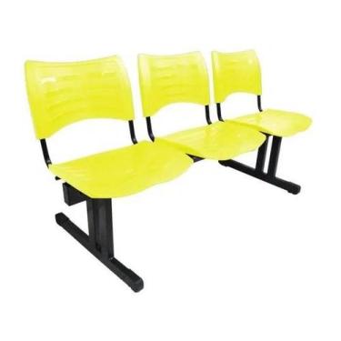 Imagem de Cadeira Longarina Iso 3 Lugares Em Polipropileno Amarelo - 1950A - MAS