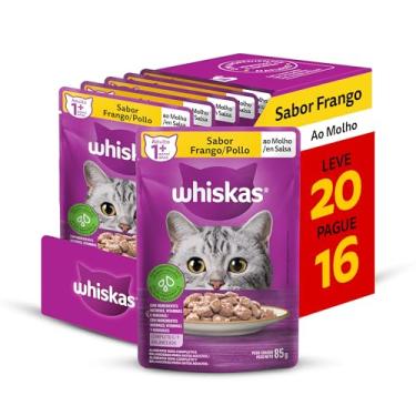 Imagem de Pack Ração Úmida Whiskas Sachê Frango ao Molho para Gatos Adultos - Leve 20 Pague 16