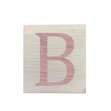 Imagem de Cubo Branco Letra Rosa Bebê Festa Chá de Bebê Decoração 8x8x8 Cm Mdf M