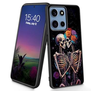 Imagem de Bxgolkgd Projetada para Moto G Power 2025, capa protetora antiderrapante de silicone TPU macio e fino à prova de choque para Motorola Moto G Power/Play 2025 de 6,8 polegadas, esqueletos apaixonados