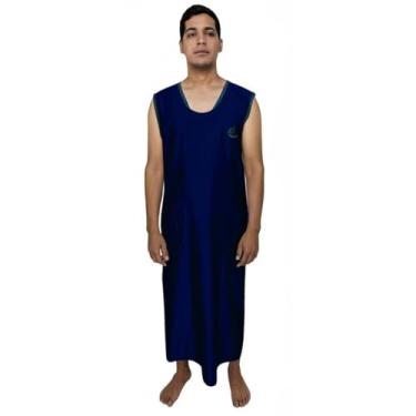 Imagem de Camisola Hospitalar acamado paciente doente com tiras em Poliéster Regata Detalhe Bordado Tamanho Único (Azul Marinho- Masculino)