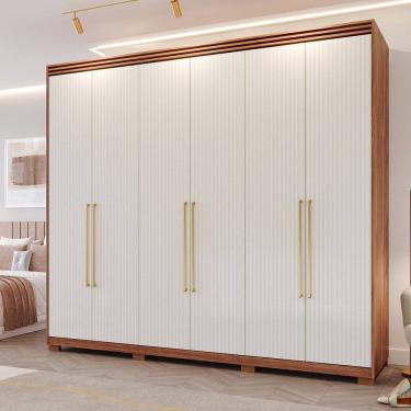 Imagem de Guarda-Roupa Casal 6 Portas com Espelho Interno Giratório 235cm 100% MDF Turim Espresso Móveis