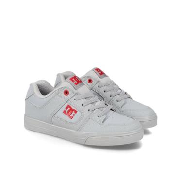 Imagem de DC Shoes Tênis de skate unissex infantil com elástico puro, Cinza/Vermelho, 13 Little Kid