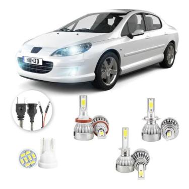 Imagem de Lampadas Led Peugeot 407 Todos H8 H1 H7 20000lm - V10, Branco