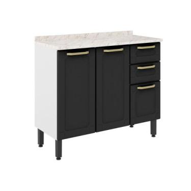 Imagem de Balcão de Aço com Tampo 3 Portas 2 Gavetas Colors Bertolini, Grafite